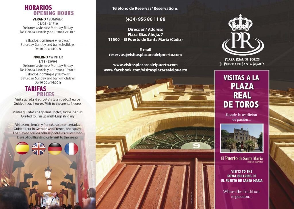 Servicios de publicidad. Diseño gráfico, rotulación, diseño web y hosting en Cádiz. Producción Triptico Plaza Toros El Puerto